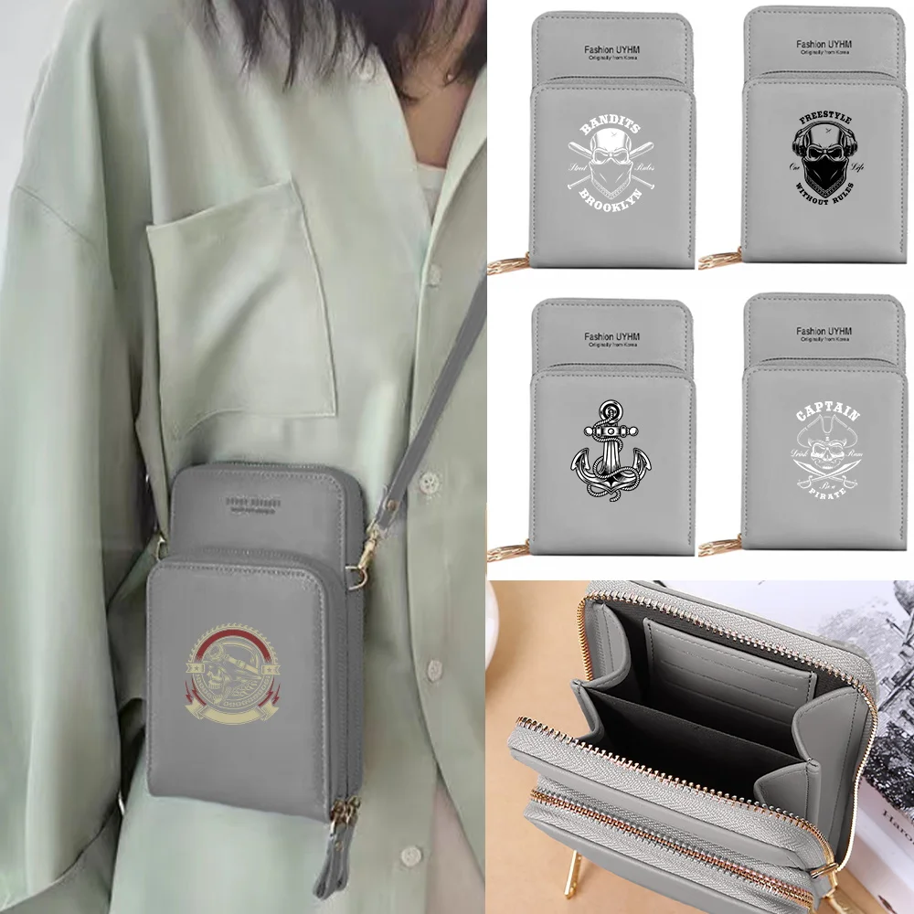 

Wallet Women's Shoulder Bag ID Card Bank Card Storage Pack Purse Touch Screen Mobile Phone Bags Skull Print Waterproof Money Bag