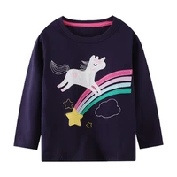 jumping meters girls unicorn t shirts stars cotton autumn spring hot selling toddler applique cute baby shirts tops childrens