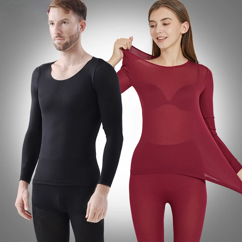 Men's Thermal Underwear Is Hot In Winter High Elasticity Seamless Antibacterial Close Fitting Women Sexy Pajamas Lovers' Style