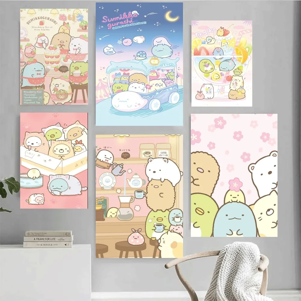 Мультяшный постер Sumikko gurashi домашний офис настенный спальня гостиная кухня