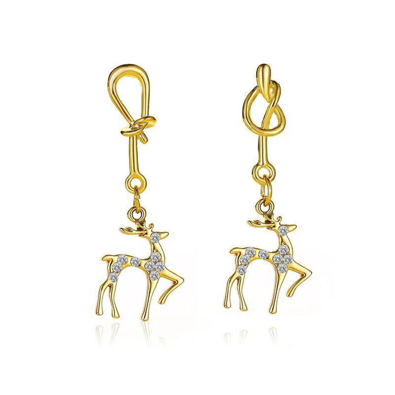 

New Fashion Elk Christmas Earrings Exquisite Luxury Crystal Deer Earrings Girl Jewelry Party Gift for Friends