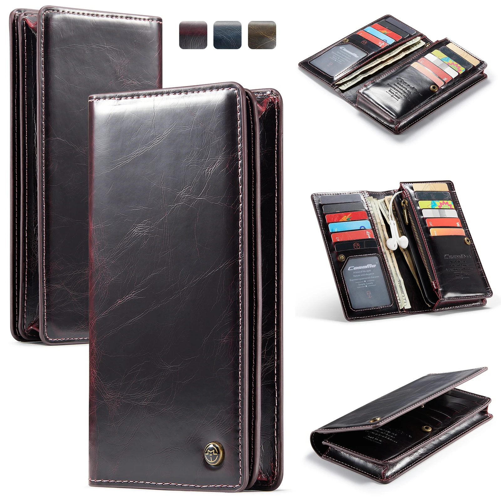 

Universal Phone Bag PU Leather Wallet Case Card Purse Cover For Samsung S22 S20 S10 For iPhone14 13 For xiaomi huawei LG phone