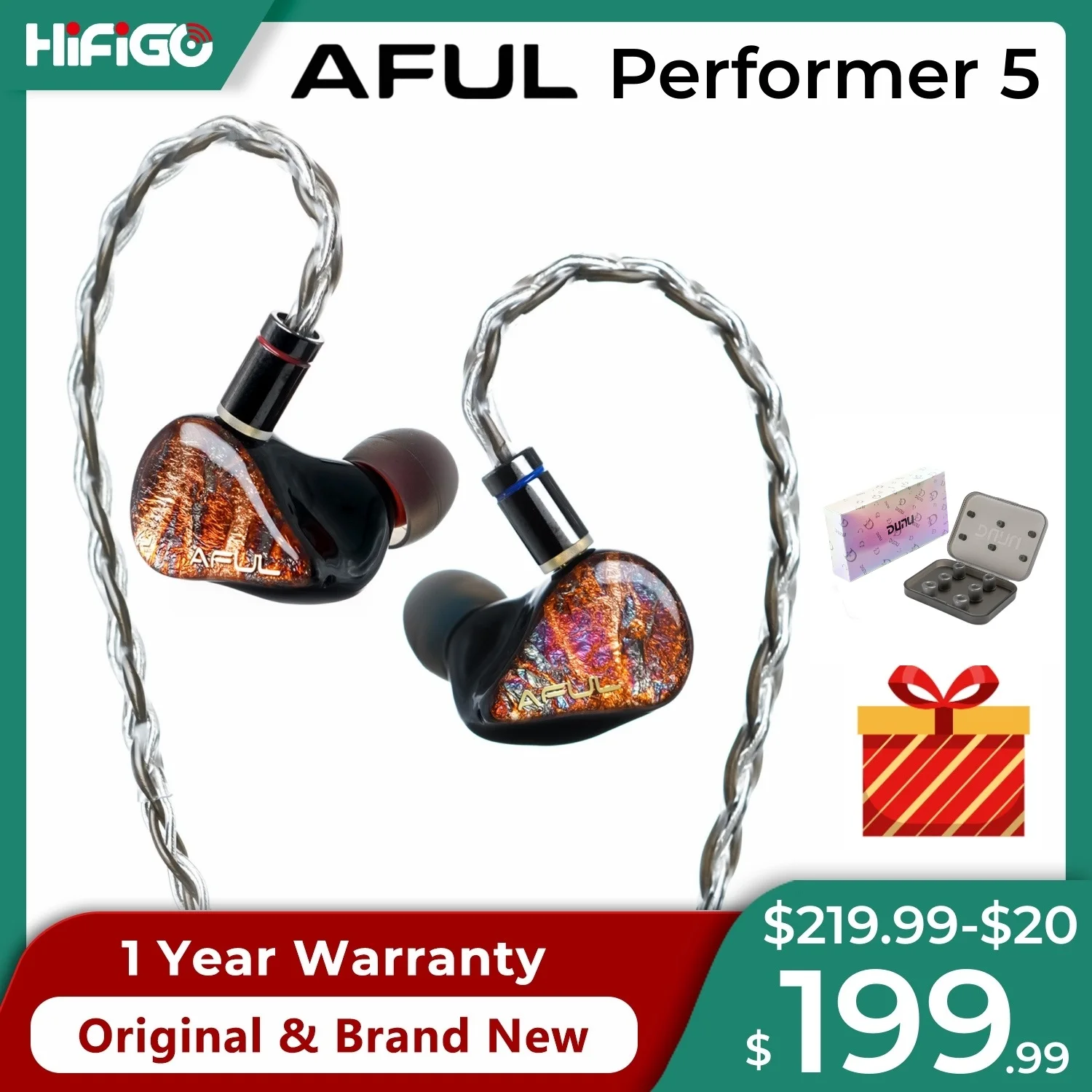 Наушники-вкладыши HiFiGO AFUL artist 5/Performance Er5 1DD + 4BA наушники-вкладыши лучший проводной