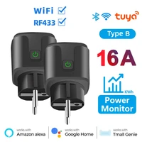 tuya wifi rf433 eu smart socket plug outlet 16a adapter power monitor wireless remote control app support for google home alexa