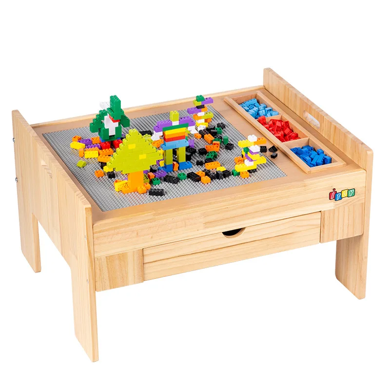 

Children Wooden Drawer Type Large Grain Wood Table for Early Education Multi-Functional Parent-Child Interaction Puzzle Set Toy