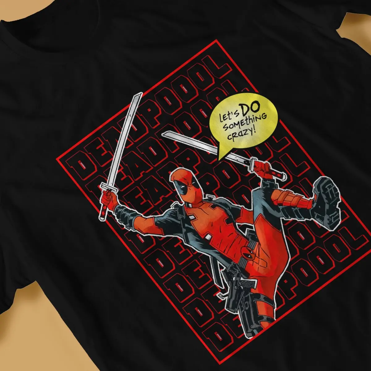 Футболка Disney Deadpool Film Man Давайте делайте что-то сумасшедший дизайн с мечом