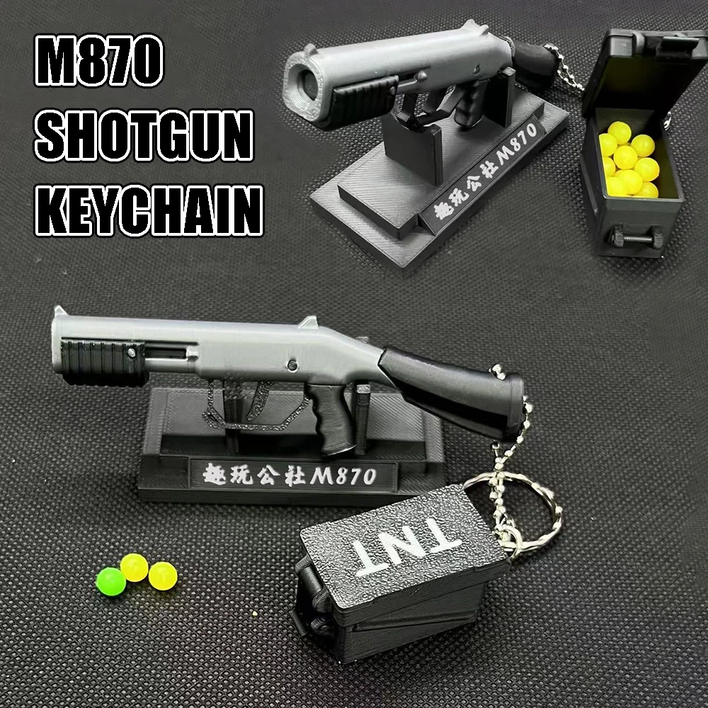 Фото Мини 3D печатный насос M870, модель ружья, брелок Blaster BB, игрушка-пистолет, брелок, игрушка, декомпрессионные игрушки, крутые подарки для детей №1