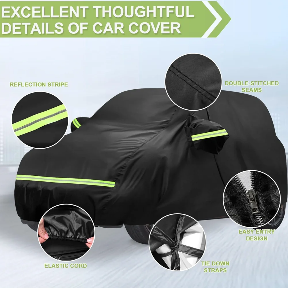 Фото 210T уличные водонепроницаемые автомобильные чехлы на заказ для Benz Smart Fortwo W451 2007-2023 с ветрозащитными лентами на молнии для снега и дождя №3