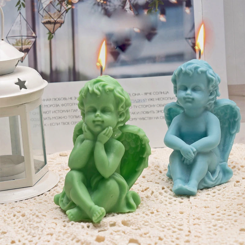

3D Large Angel Silicone Candle Mold DIY Wings Baby Soap Resin Plaster Making Tool Human Kid Ice Chocolate Mould Home Decor Gift