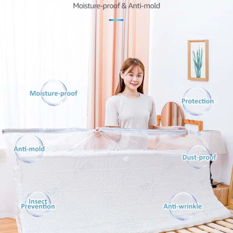 Home Use Latex Mattress Vacuum Bag Foldable Packing Storage Compression Bag for Memory Foam Ventilated Mattress Toppers and Pad