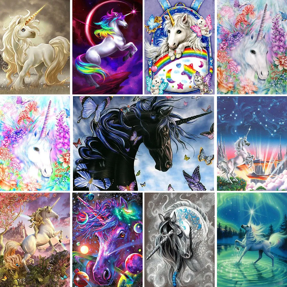 Набор для вышивки крестиком с изображением животных Единорога |