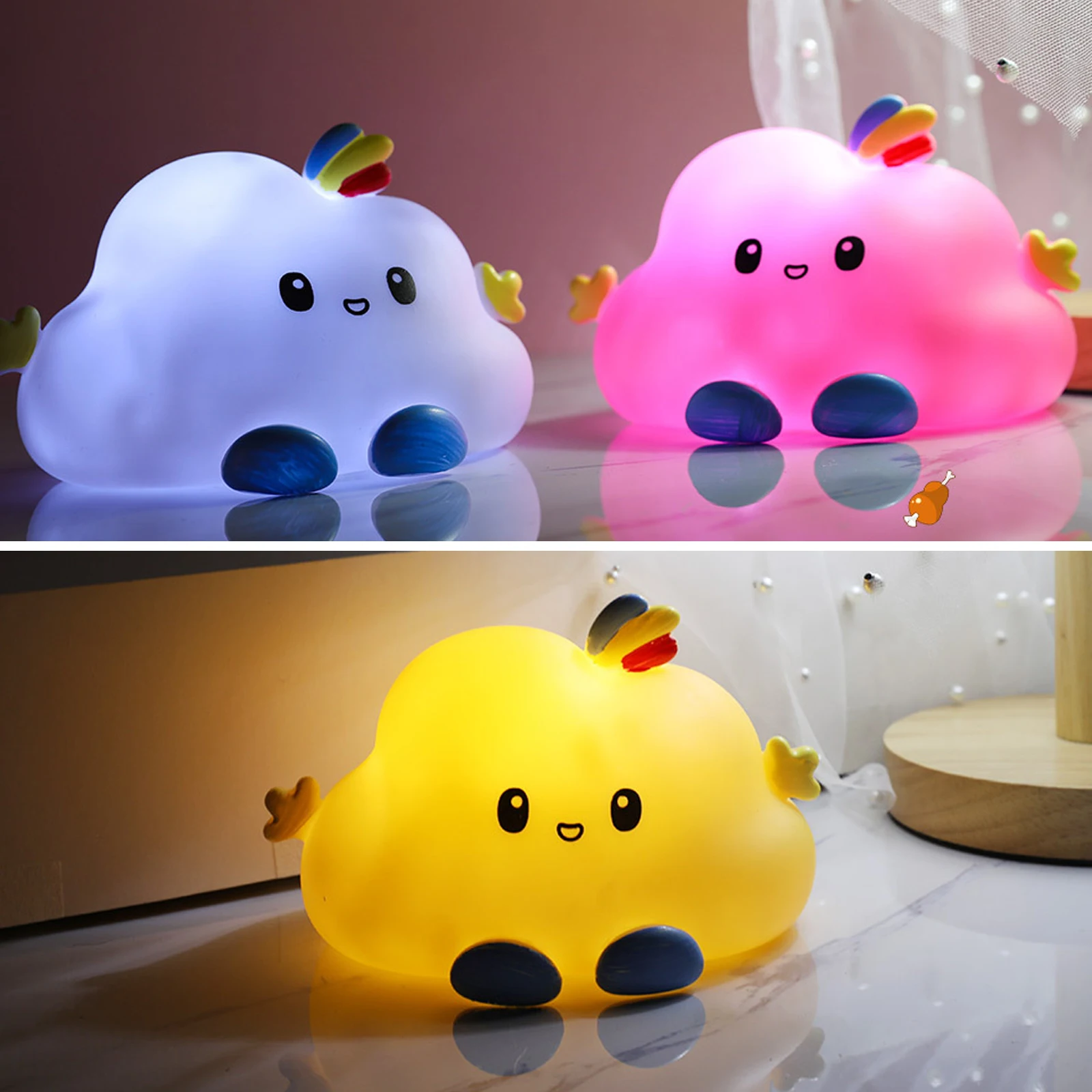 

Cartoon Cloud Night Lamp LED Cute Room Lights Kids Bedroom Dormitory With Sleeping Lamp Birthday Christmas Gift