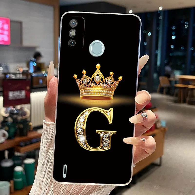 Фото Чехол для Tecno Spark 6 GO KE5 KE5j KE5k Spark 6 Air KE6 KE6j, прозрачный, мягкий, из ТПУ, модный, с короной и надписью, задняя крышка-корпус №5
