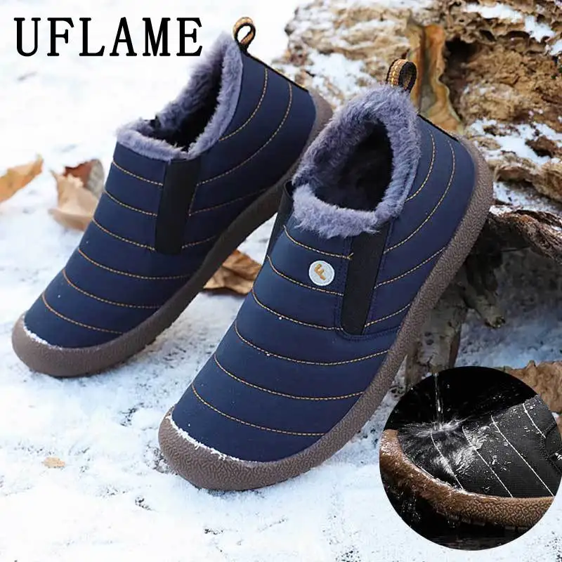 

New Winter Boots Women Men Waterproof Snow Shoes Couple Flat Casual Ankle Boots Plus Size Unisex Lightweight Plush Warm Footwear