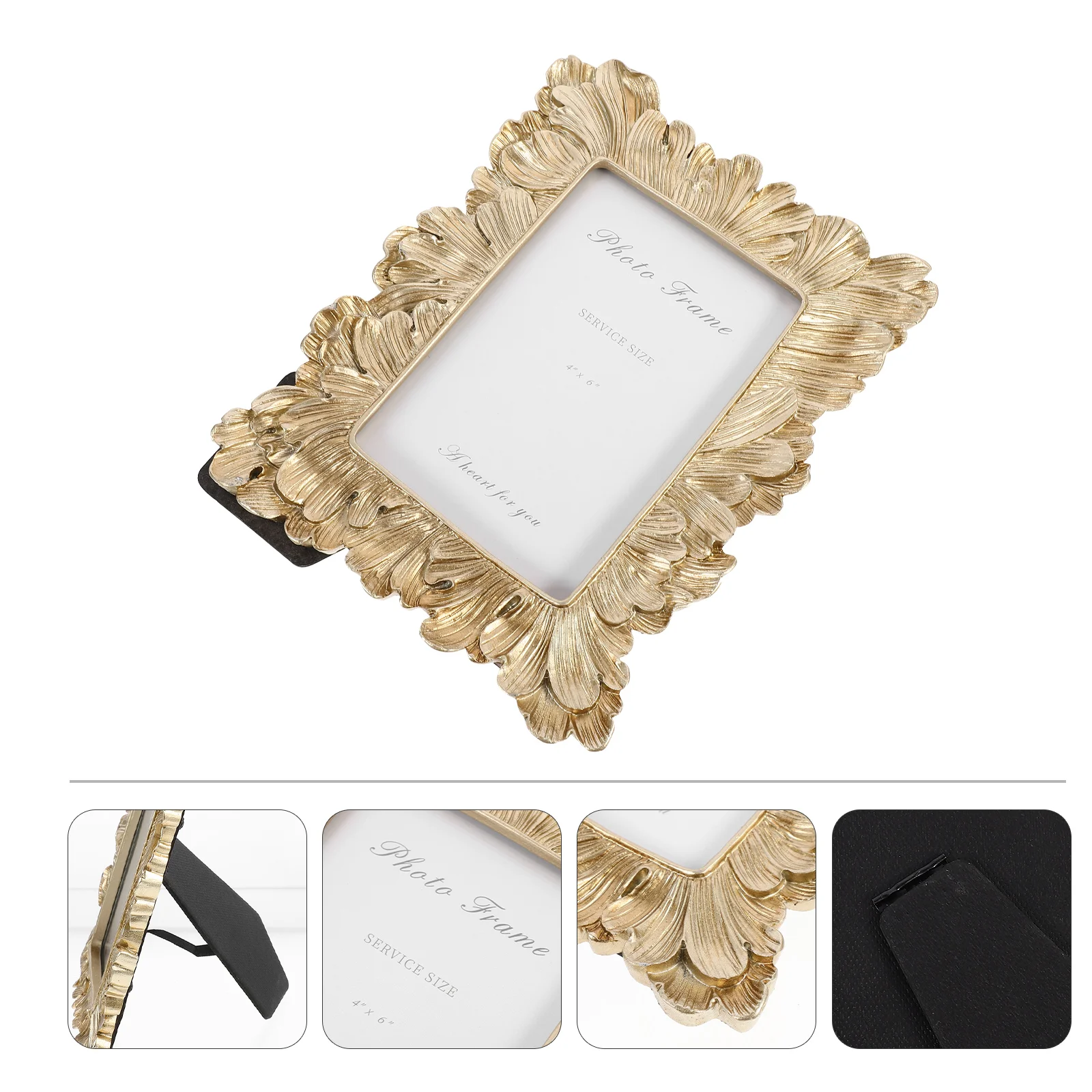 

Vintage Picture Frames Tabletop Photo Leaf Decor Display Holder Stand Decorative Ornaments