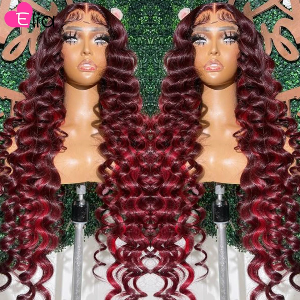 Loose Deep Wave Lace Frontal Wig 13x6 Colored Human Hair Wigs Highlight Red Brazilian Hair Wig Wholesale Price Glueless 30 Inch