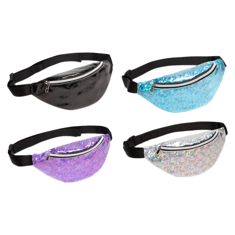

Women's Sequined Shoulder Belt Bag Metallic Sports Chest Bag 4Pcs