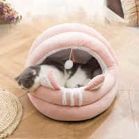 semi enclosed cat and dog litter comfortable plus velvet pet litter autumn winter plush warm cat house pet supplies