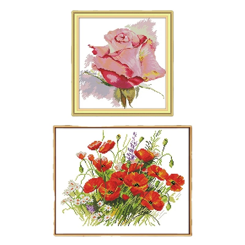 

Rose Home Decor DIY Needlework Crafts 14CT 11CT Counted and Stamped Embroidery Needlework Sets Cross Stitch Kits Patterns Kits