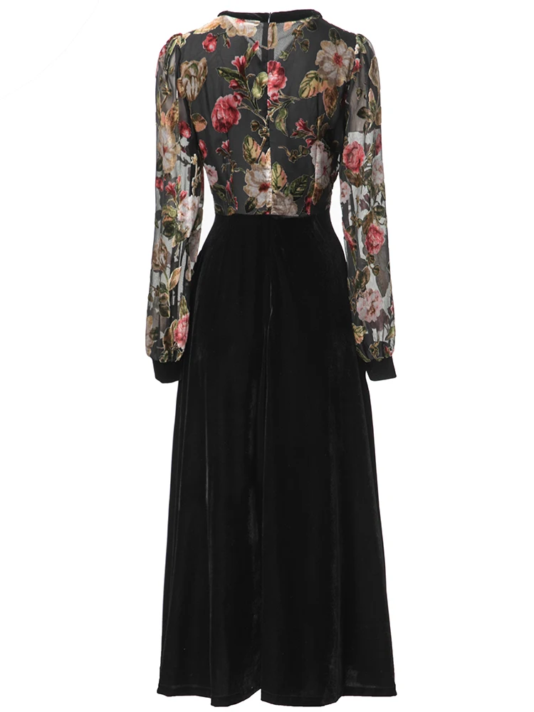 Женское бархатное платье с V-образным вырезом и рукавами-фонариками