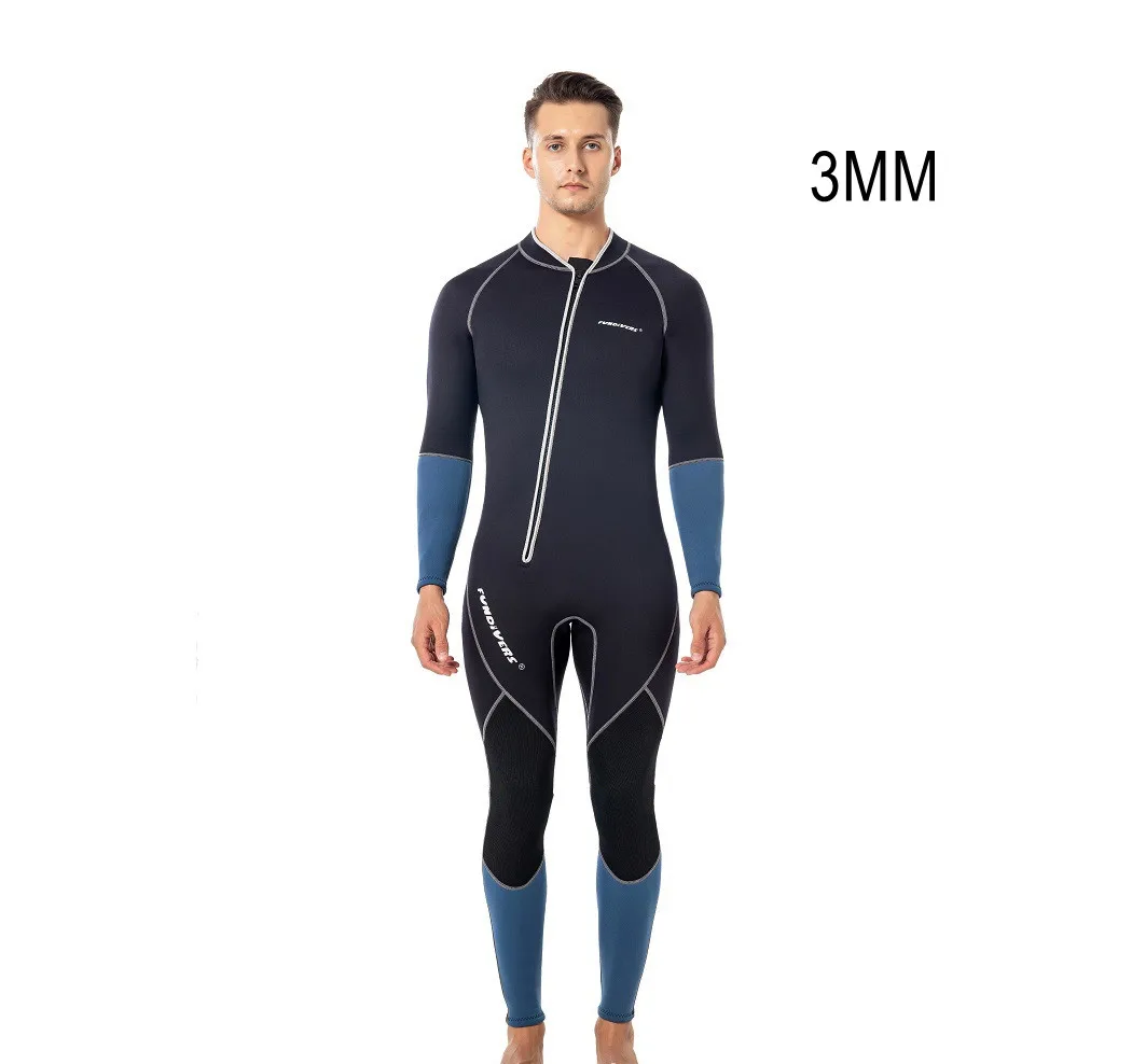 3MM One Piece Scuba Snorkeling Spearfishing Keep Warm Triathlon Wet Suit For Men Front Zipper Kayaking Surf Swim Diving Suits