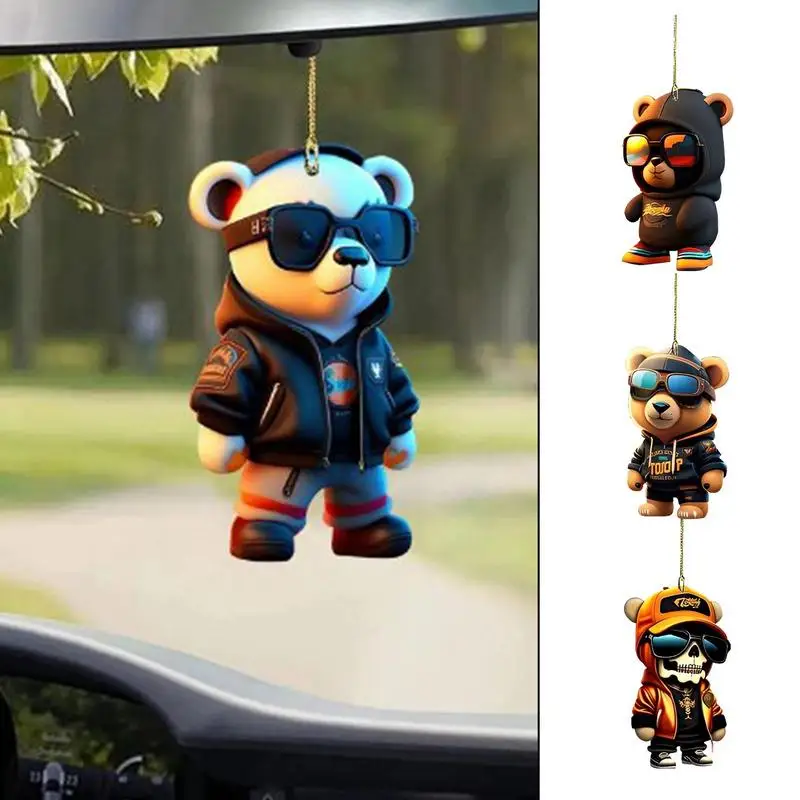 

Автомобильное зеркало заднего вида с медведем, украшение для автомобиля, милая деталь, легкая и безопасная многоразовая деталь, автомобильные аксессуары