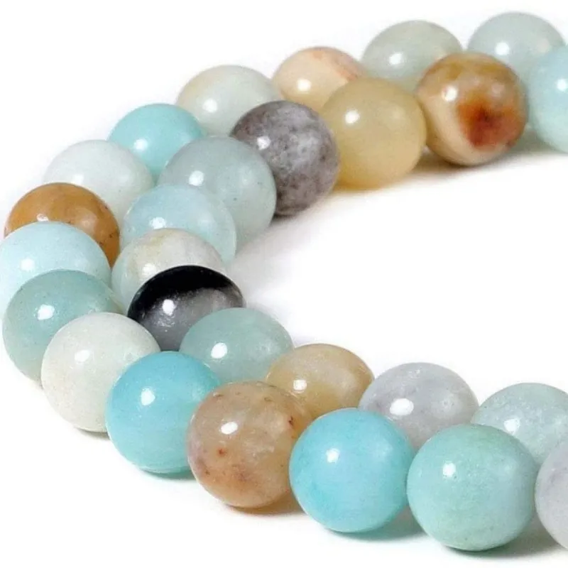 

Natural Amazonite Charm Gem Round Loose Stone Bead for Diy Jewelry Making Supplies
