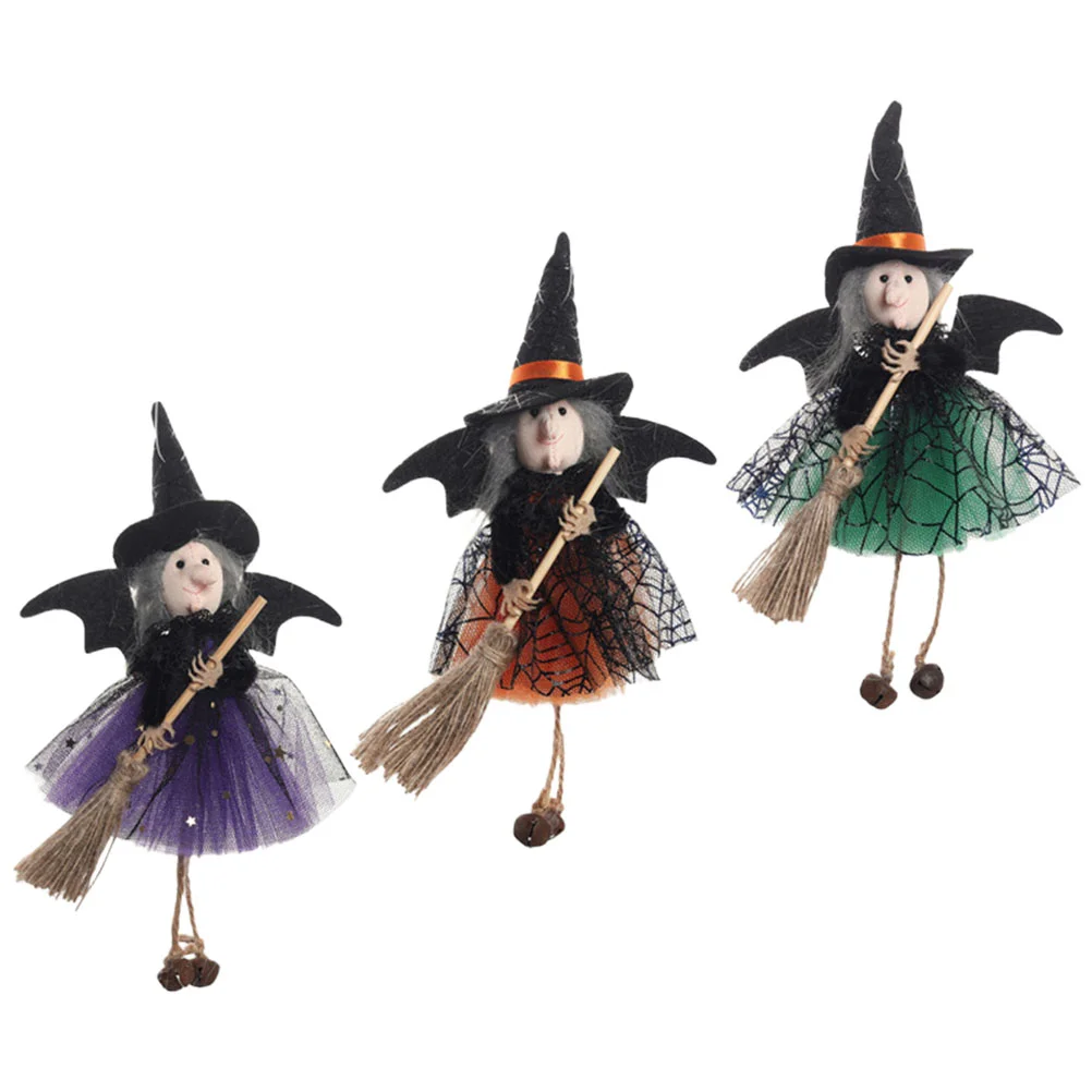 

3Pcs Chic Witch Figurine Hanging Halloween Decor Adorable Witch Decor Festival Supply