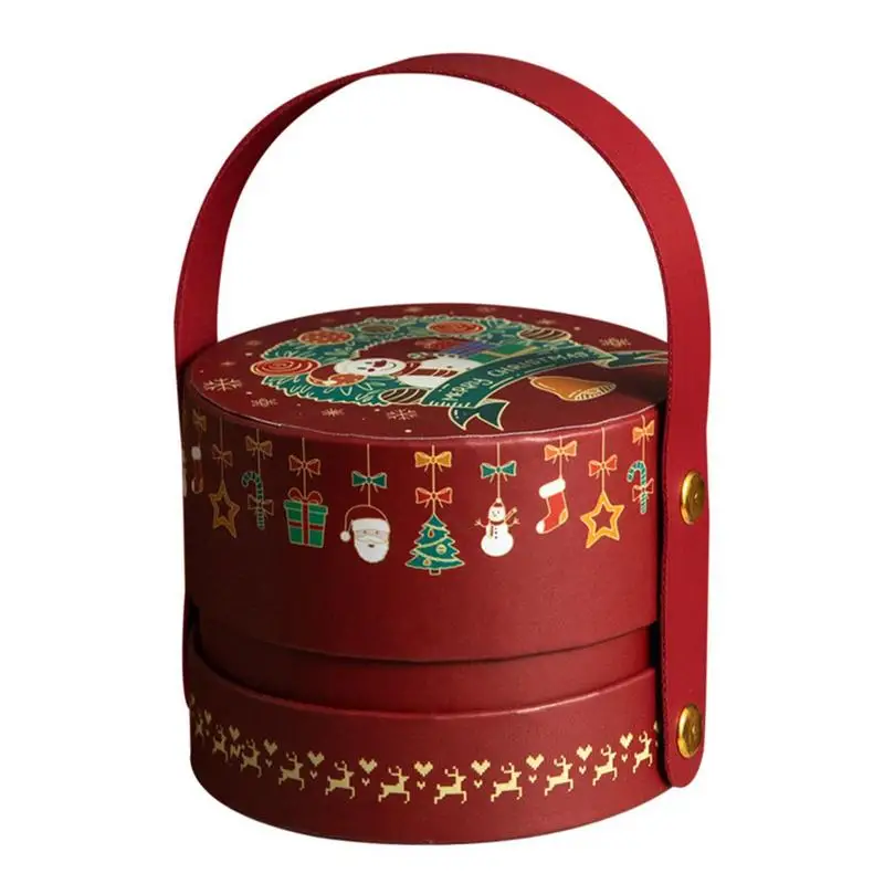 For Christmas Treat Gift Handle Storage Decoration Box Smooth Texture Christmas Treat Box For Cookies Sweets Cakes And