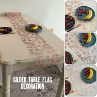 classic european style bronzing film table runner tea table cover wedding banquet christmas party decoration table flag