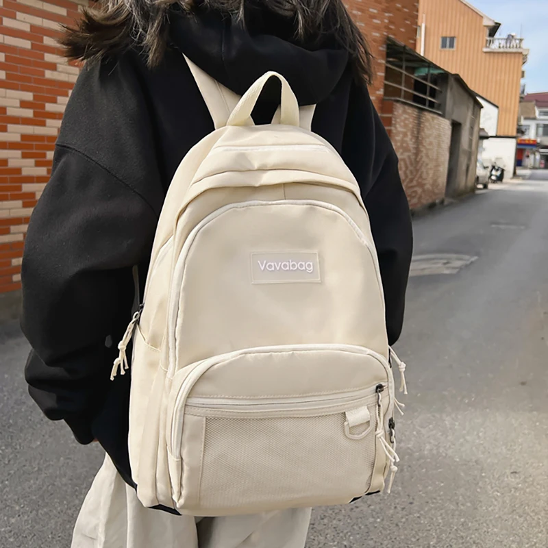 

Однотонный женский школьный портфель для колледжа, вместительная Студенческая сумка для учебников для девочек-подростков, Модный женский ...