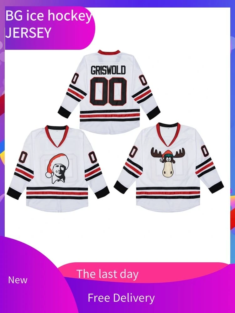 00 Clark Griswold X-Mas Christmas Vacation Movie Men's Hockey Jersey White  Stitched Size S : : Fashion