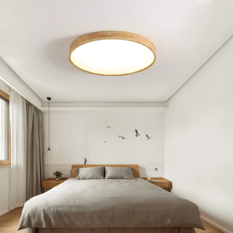 $14.22 Modern Led Ceiling Light Solid Wood Nordic Corridor Aisle Balcony Ultra-thin Bedroom Living Lighting Fixture Round Decor Lamp