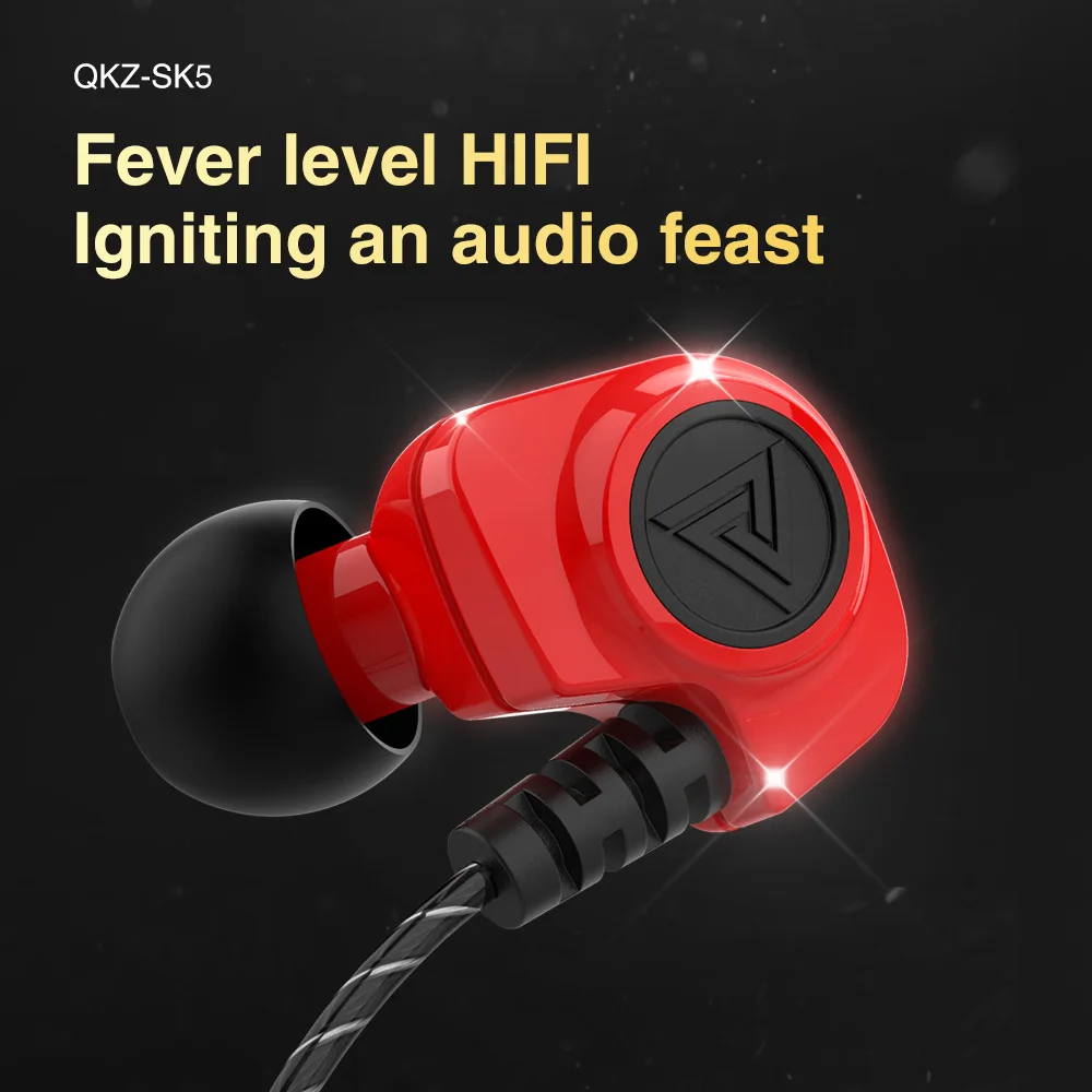 

QKZ SK5 In-Ear Headphones HIFI Hanging Ears Running Subwoofer Mobile Phone Wire Control Music with Wheat Earphone Earplugs