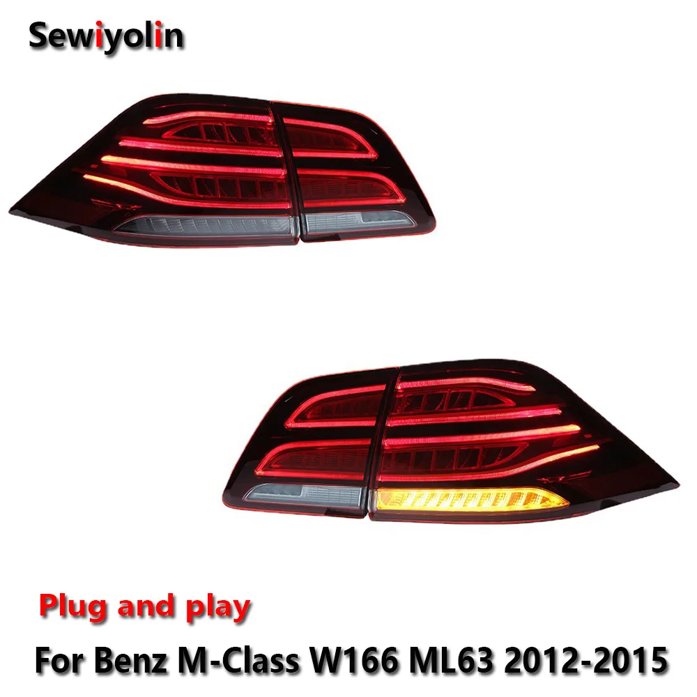 Akcesoria samochodowe Tylne światło LED do Benz M-Class W166 ML63 AMG 2012-2015 DRL Światła przeciwmgielne tylne przyczepy Sygnał skrętny