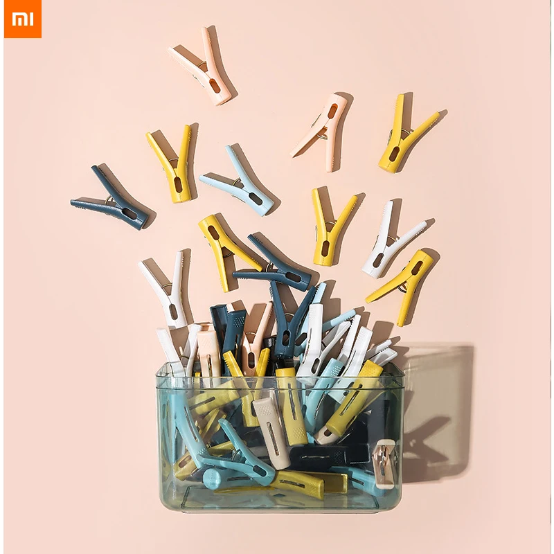 

20pcs xiaomi Household clip clothes food stand-up clips hangers windproof fixed clothespins multifunctional plastic clips new