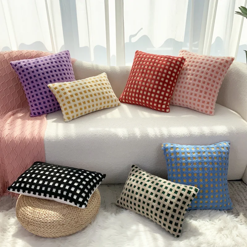 

Plush Cushions Cover for Sofa 30x50cm/45x45cm Plaid Throw Pillow Cover cojines decorativos para sofá Nordic Style Pillow Case