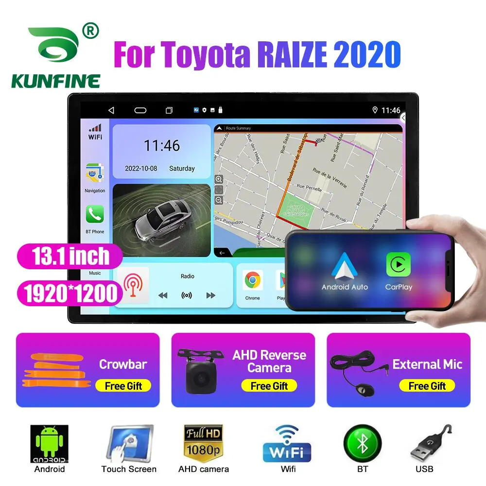 

Автомобильный радиоприемник 13,1 дюйма для Toyota RAIZE 2020, автомобильный DVD GPS-навигатор, стерео Carplay, 2 Din, центральный мультимедийный автомобиль на Android