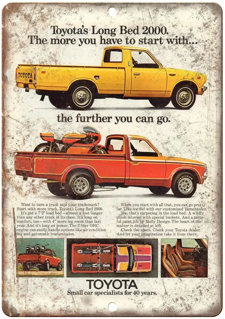 

Toyota длинная кровать 2000 пикап грузовик настенный жестяной знак металлический постер Ретро табличка Предупреждение ждающий знак винтажный Ж...