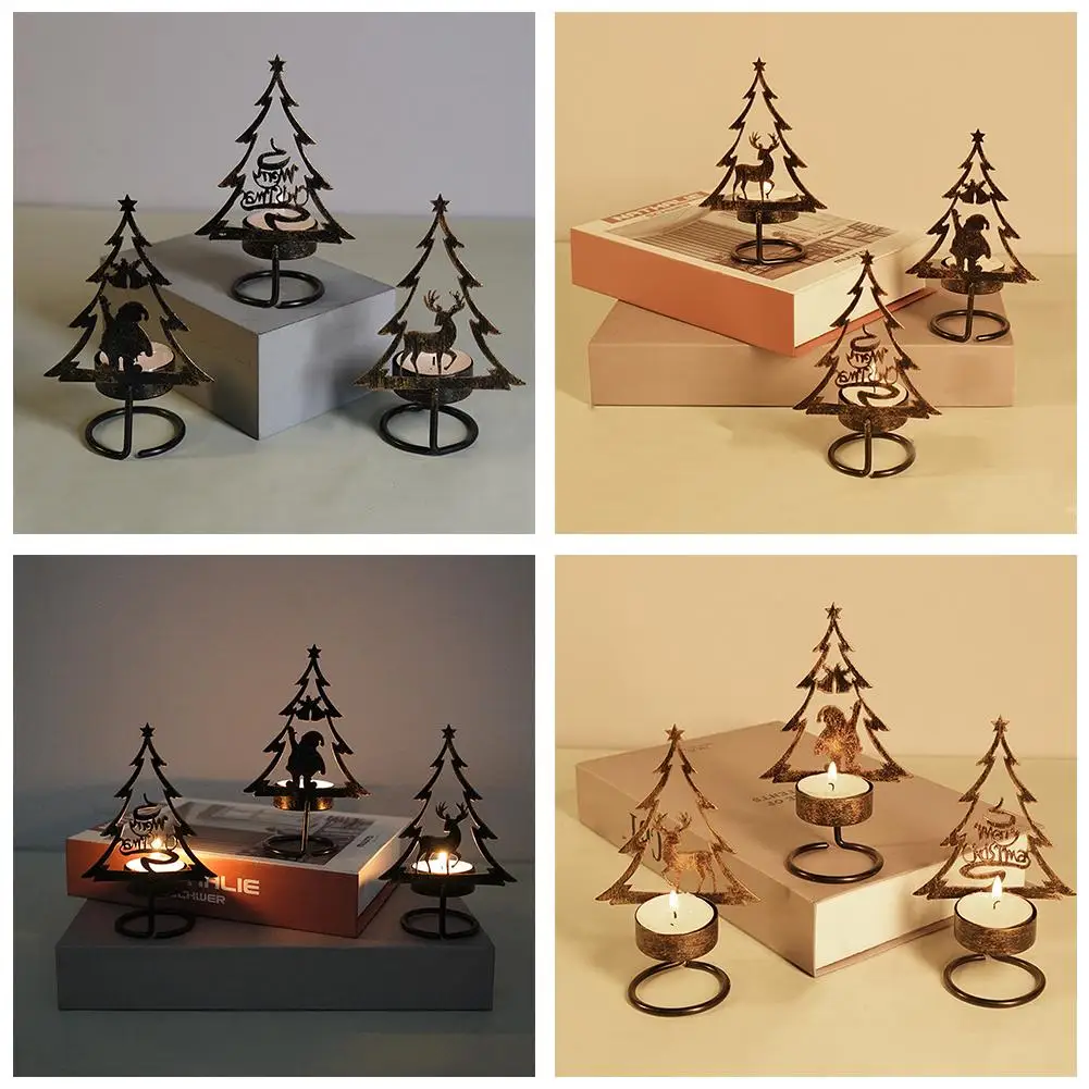 

Christmas Candlestick Xmas Tree Elk Metal Candle Holder Home Merry Table Decoration Ornaments Christmas Accessories M2S3