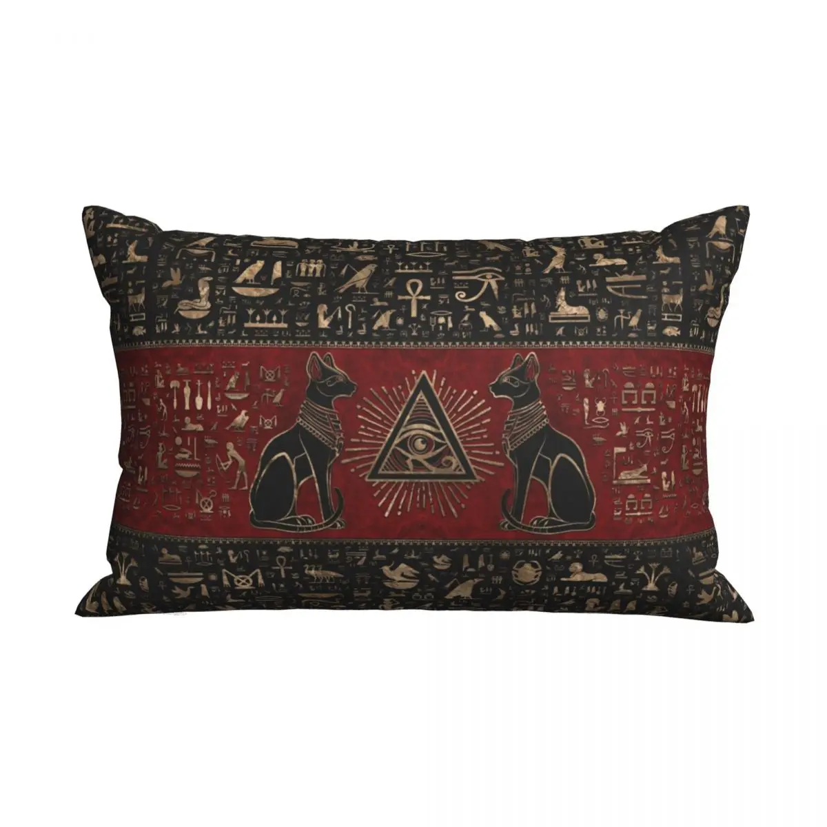 

Egyptian Cats And Eye Of Horus Pillowcase Polyester Cushion Cover Decorative Ancient Egypt Throw Pillow Case Cover for Home
