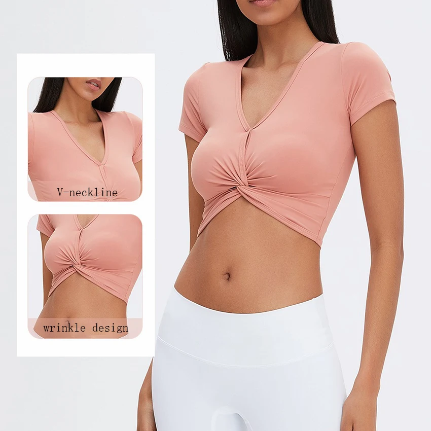 

Women Sport Tops Seamless Slim Short Sleeve Gym Workout Shirt High Elastic Activewear Crop Tops For Running Yoga Camiseta Mujer
