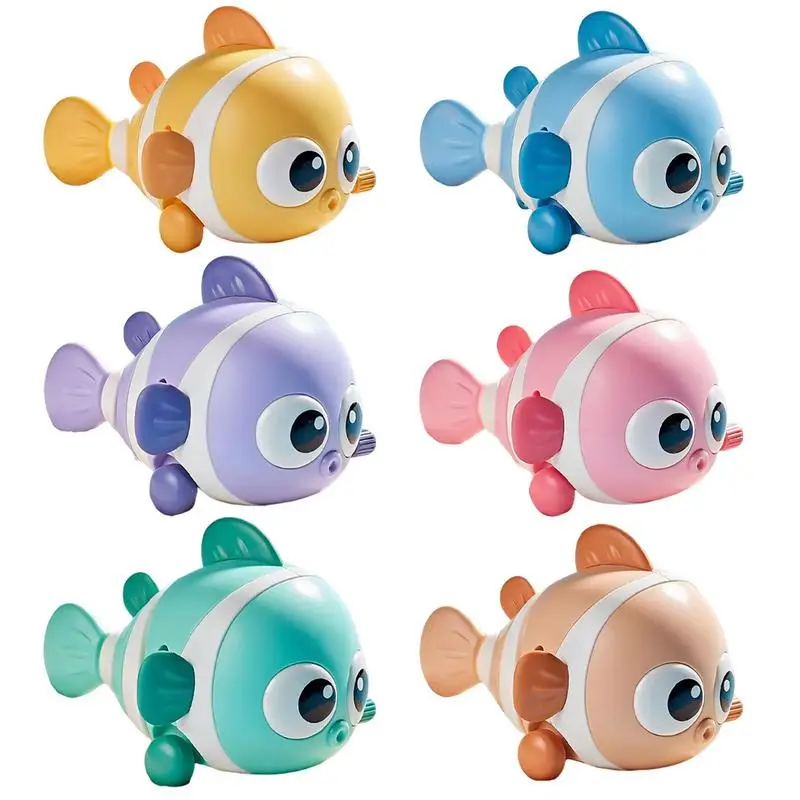 

Cartoon Fish Design Chain Clockwork Car Baby Bath Toys Land Car Toy For Kids Wind Up Wagging Tail Fish Water Play Toys