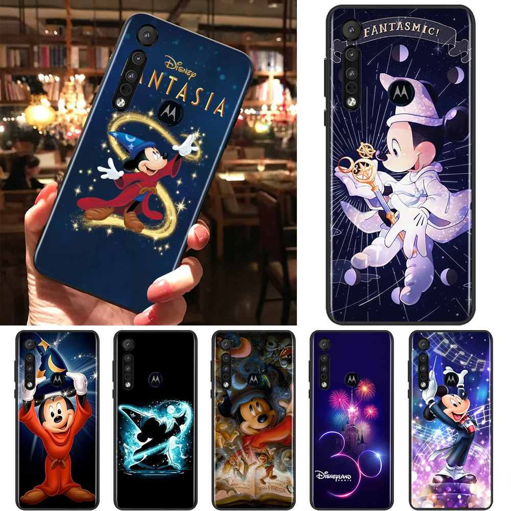 

Disney Fantasia Mickey Black Phone Case For Motorola E32 G52 G Stylus G71 Edge G60 S G9 G8 20 E7i Power One Fusion Soft Cover