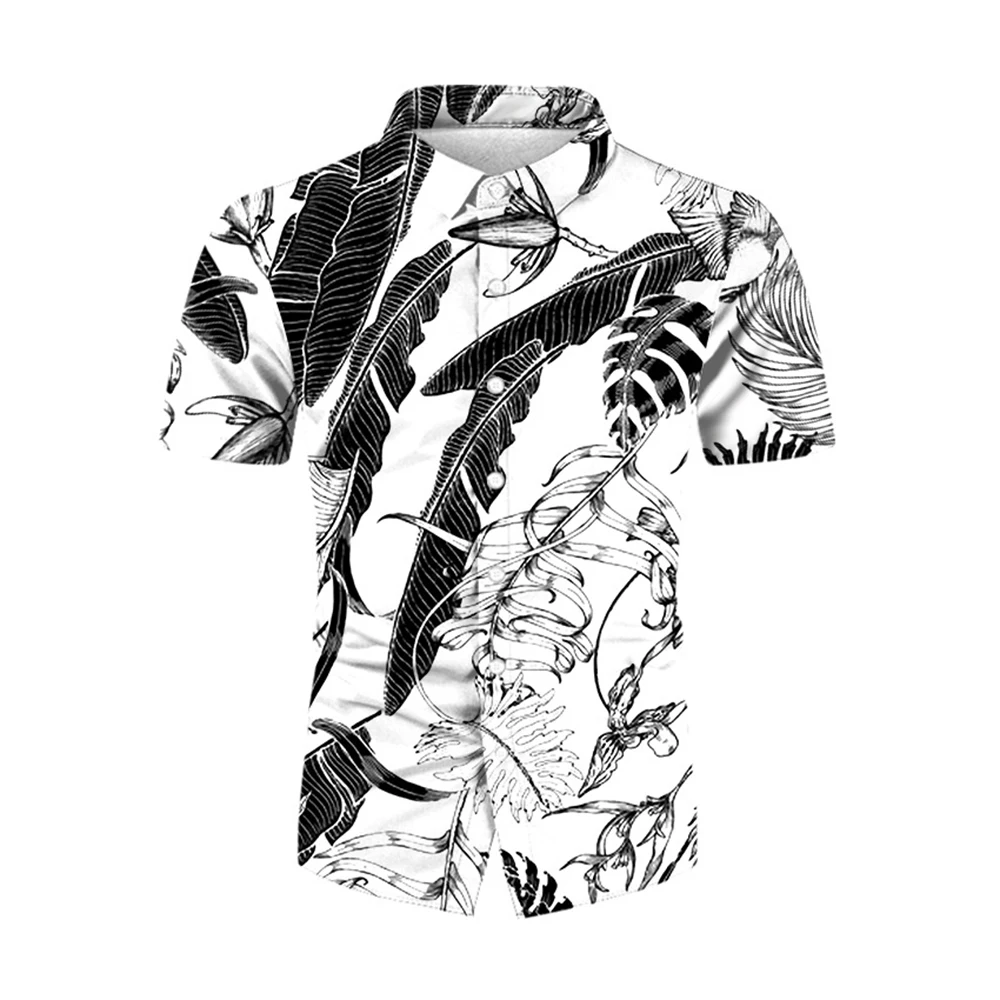 

Men Button Up Shirt Baroque Hawaiian Short Sleeve T-Shirt Top 3D Digital Print Men Blouse Camisa 3d Printed Beach Tops Tee A50