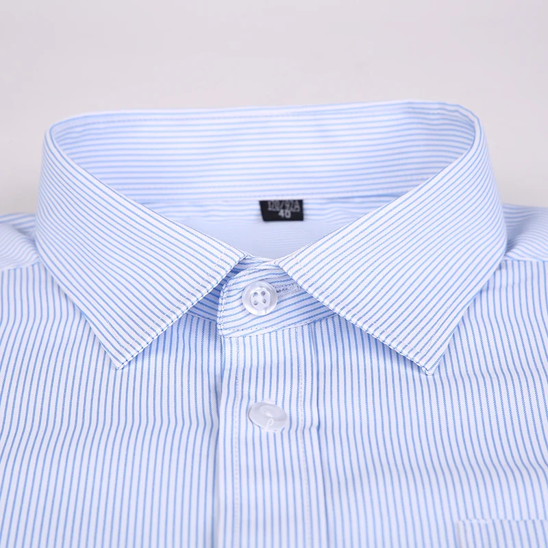 Plus Size 38-48 Men Shirt Short Sleeve Fashion Classical Solid Striped Twill Male Formal Work Shirts Brand Dress Shirt Pocket