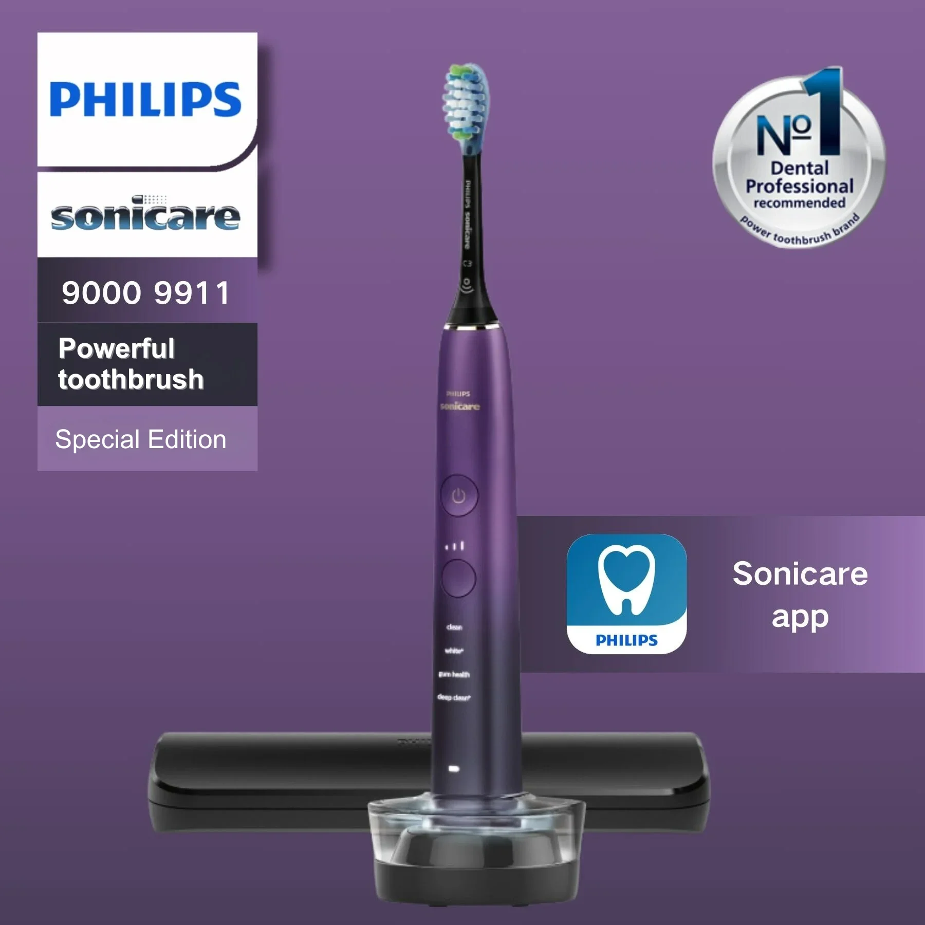 Philips HX9911 Электрическая зубная щетка Diamond Sonic для взрослых пар рекомендует