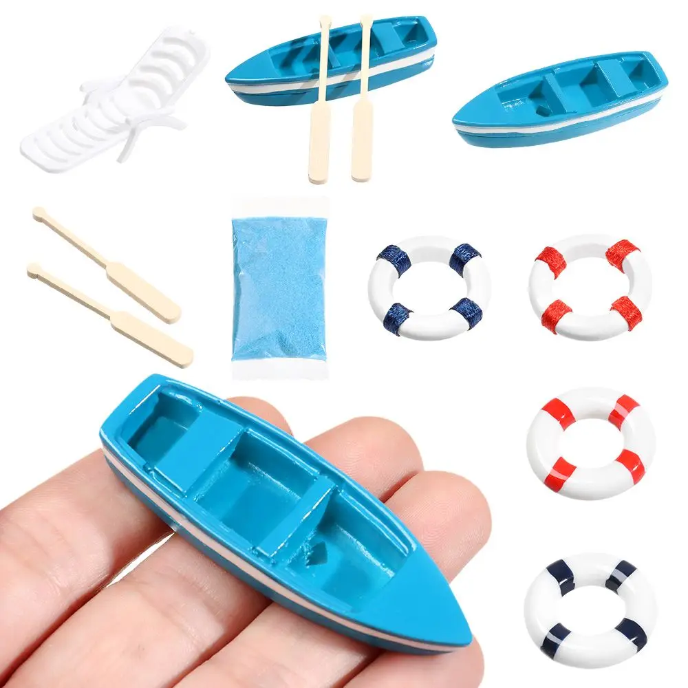 

1PC Mini Paddle Boat Beach Chair Sea View Ornaments Micro Landscape DIY Fairy Garden Miniature Dollhouse Accessories Home Decor