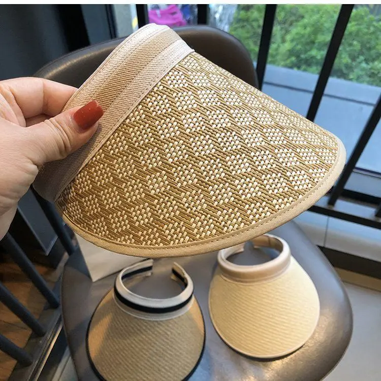 Женская Повседневная клетчатая соломенная шляпа для отдыха на открытом воздухе