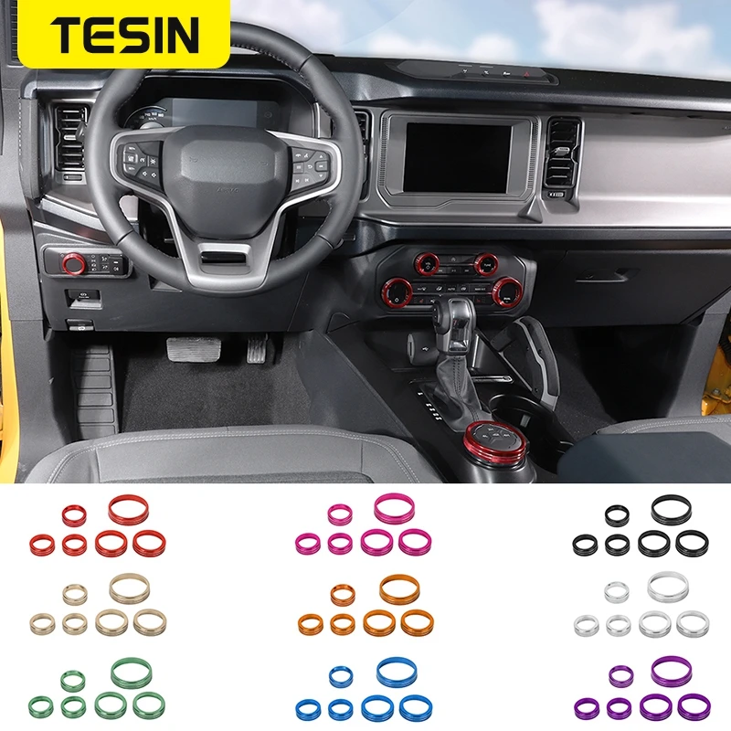 

Car Air Conditioner Audio 4WD Four Wheel Drive Headlight Switch Knob Button Trim Ring Cover For Ford Bronco 2021 2022 Accessorie